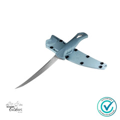 Benchmade 18030 Fishcrafter | Depth Blue Santoprene | 5" Trailing Point Fixed Blade