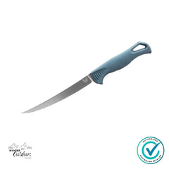 Benchmade 18030 Fishcrafter | Depth Blue Santoprene | 5" Trailing Point Fixed Blade