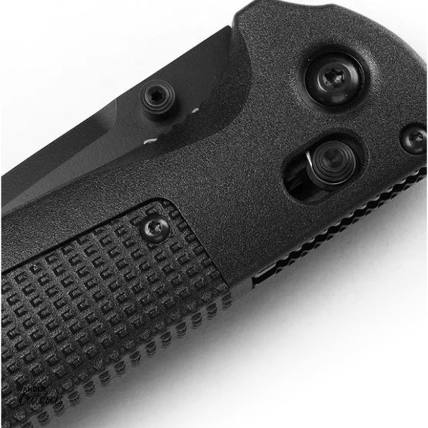 Benchmade 430SBK Redoubt Axis Folding Knife - Part Serrated Blade Handle Close Up