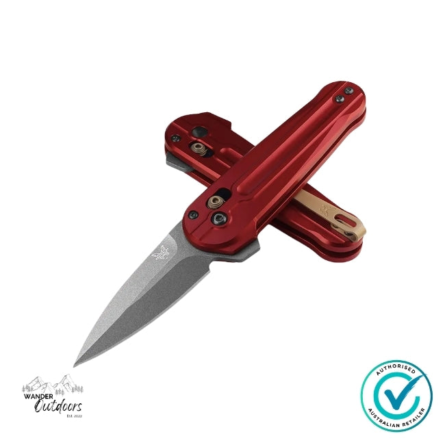 Benchmade 491GY-01 Lowden | Phoenix Red Aluminum Flipper Folding Knife