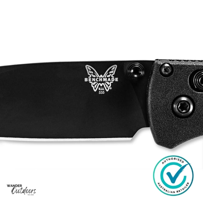 Benchmade 535BK-2 Bugout Axis Folding Knife All Black | Blade Close Up