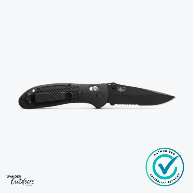 Benchmade 551SBK Griptilian® | Black Grivory® | Folding Knife | Flat Lay | Clip View