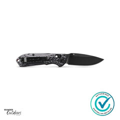 Benchmade 565BK-02 Mini Freek Axis Folding Knife, Multicolour G10 | Flat Lay | Open Blade | Clip View