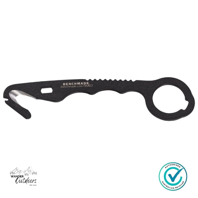 Black multi-tool with 'Benchmade' branding on a white background