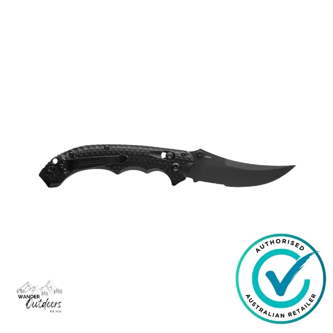 Benchmade 865SBK Mini Bedlam | Black | Scimitar Folding Knife, Part Serrated