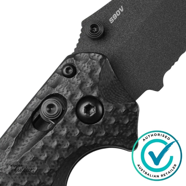 Benchmade 865SBK Mini Bedlam | Black | Scimitar Folding Knife, Part Serrated