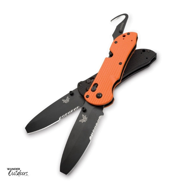 Benchmade 916SBK Triage Axis Folding with Hook Stacked with Orange Version