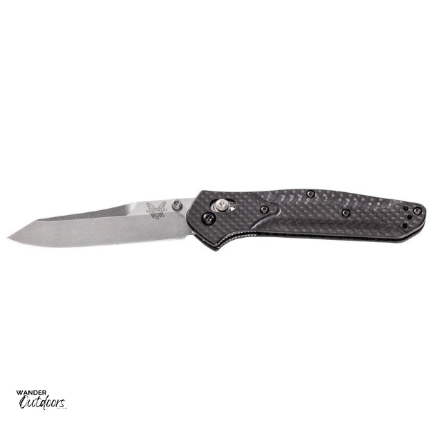 Benchmade 940-1 Osborne Axis Folding Knife - S90V - Reverse Tanto - Carbon Fibre Open Blade
