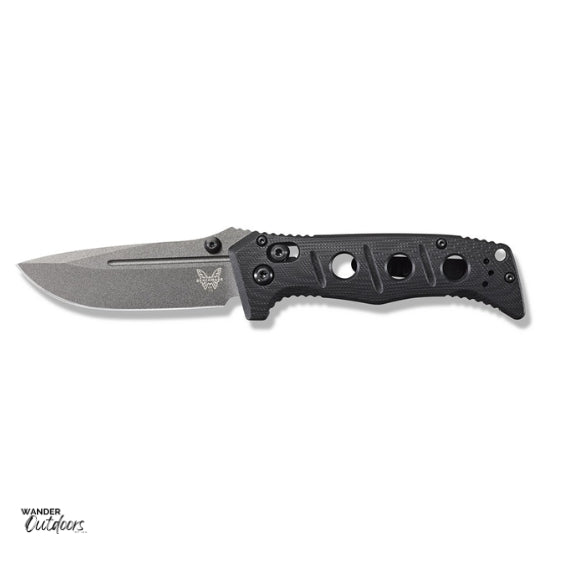 Benchmade 273GY-1 Mini Adamas Folding Knife Flat Lay Open Butterfly Face Up