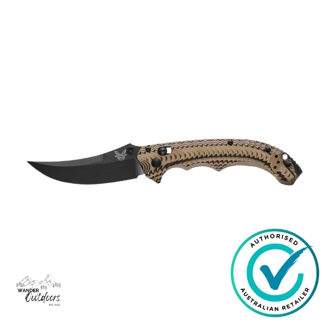 Benchmade 865BK-01 Mini Bedlam | Black/Coyote/OD | Scimitar Folding Knife