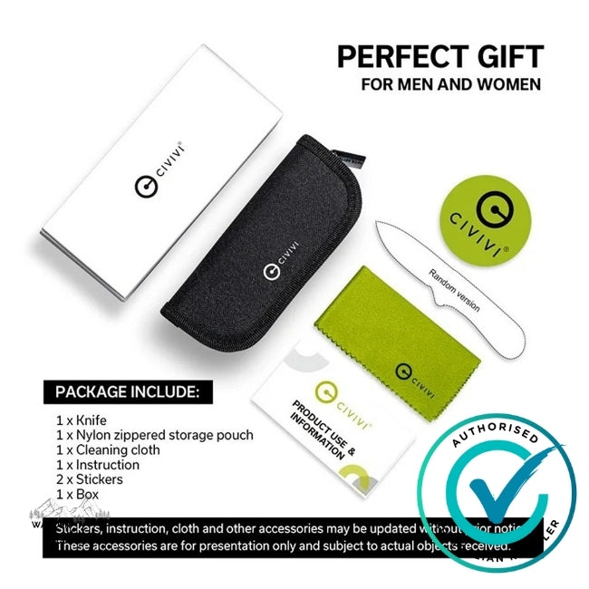 CIVIVI knife set with packaging and accessories on a white background