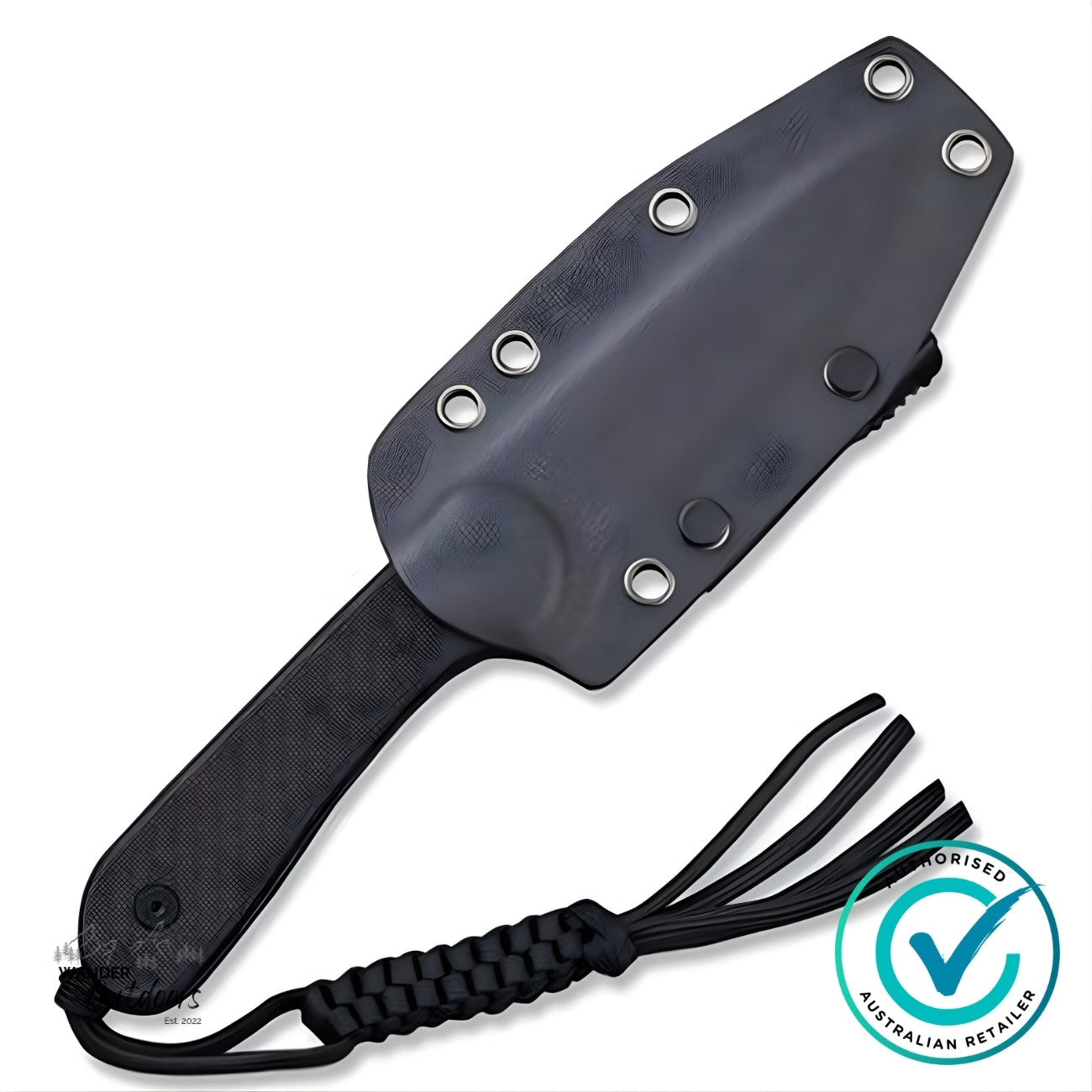CIVIVI C2105A Elementum fixed blade knife sheathed in black Kydex with stainless rivets – authorised Australian retailer