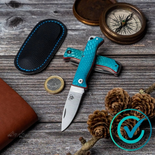 Cudeman 332-JA MT-10 Small Folding Knife – Blue Juma Handle, MOVA Blade