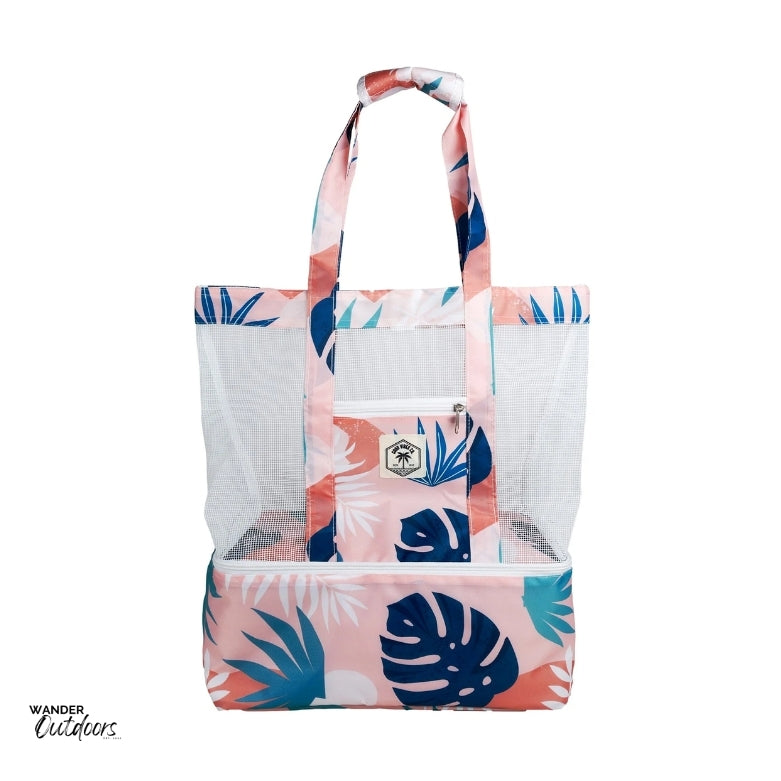 Good Vibes Co. 2-in-1 Beach Cooler Bag Blush Palm