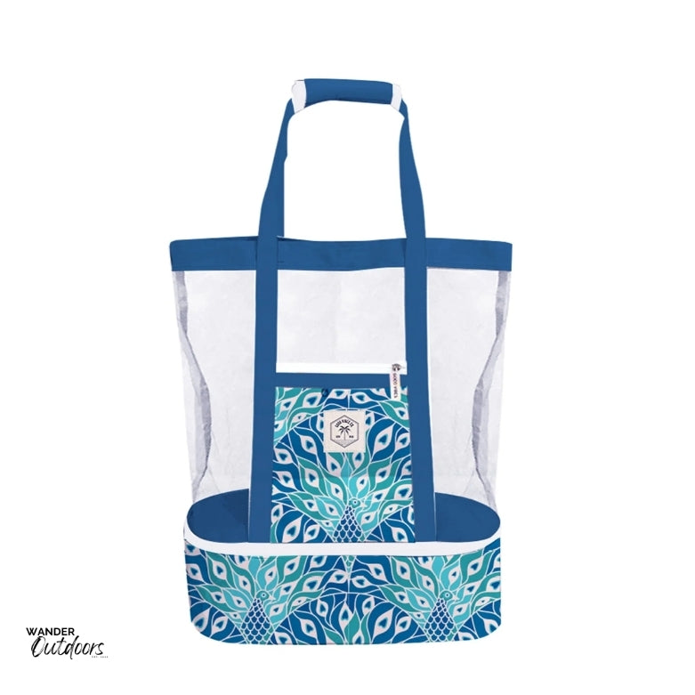 Good Vibes Co. 2-in-1 Beach Cooler Bag Peacock Paradise