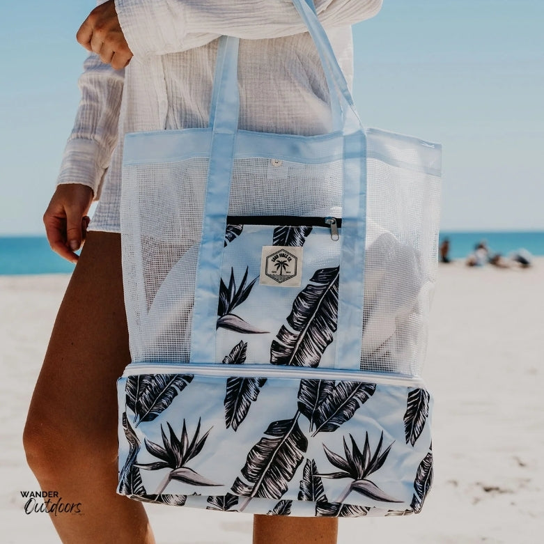 Good Vibes Co. 2-in-1 Beach Cooler Bag Sorrento Palm