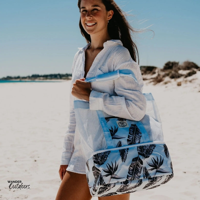 Good Vibes Co. 2-in-1 Beach Cooler Bag Sorrento Palm