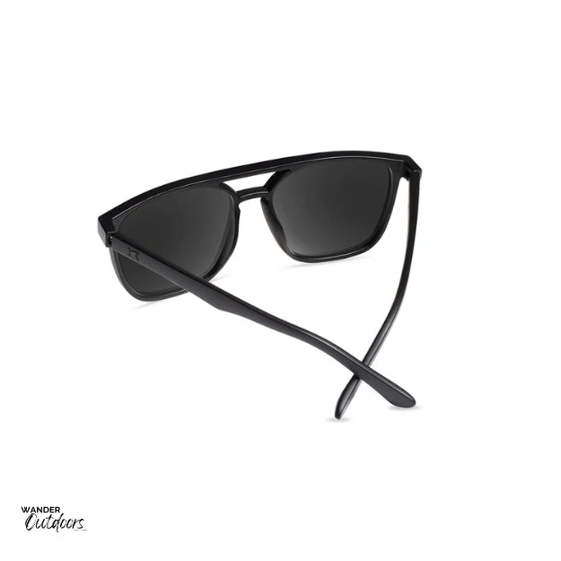 affordable polarised unisex knockaround brightsides sunglasses in black frames rear view 