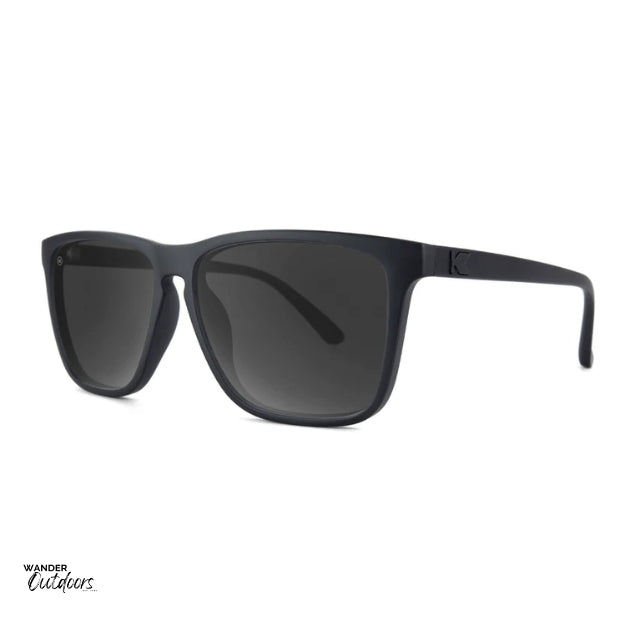 Unisex affordable Knockaround Fast Lanes Sport Sunglasses black on black side view
