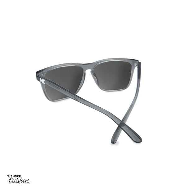 Unisex affordable Knockaround Fast Lanes Sport Sunglasses clear grey moonshine rear frame view
