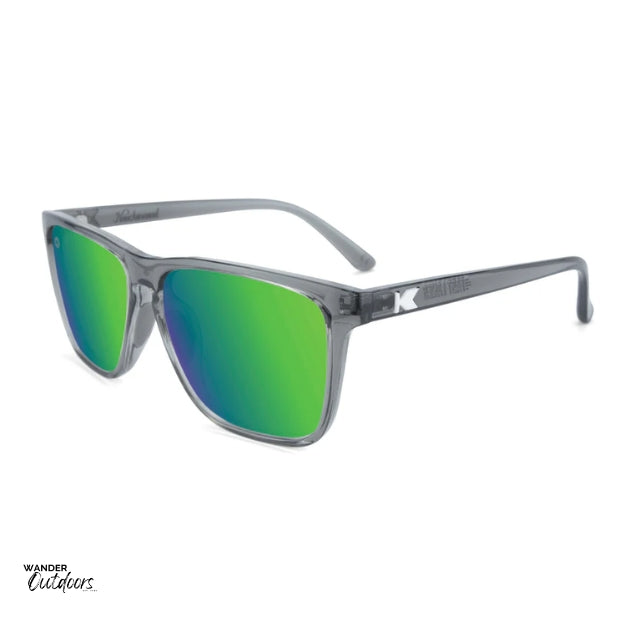 Unisex affordable Knockaround Fast Lanes Sport Sunglasses clear grey moonshine side arms view