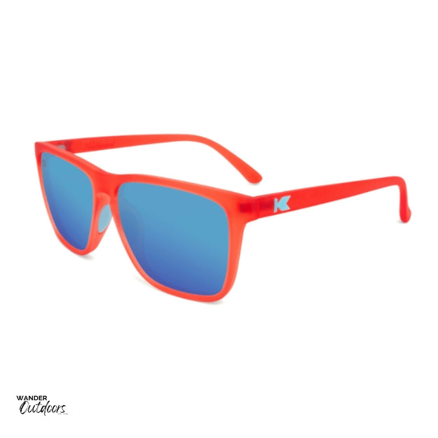 Unisex affordable Knockaround Fast Lanes Sport Sunglasses fruit punch aqua side arms view