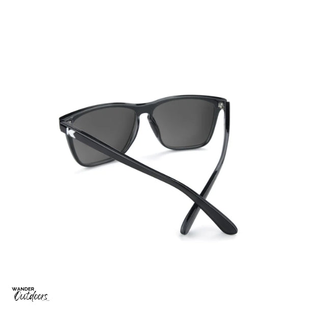 Unisex affordable Knockaround Fast Lanes Sport Sunglasses Jelly Black Sky Blue rear inside view