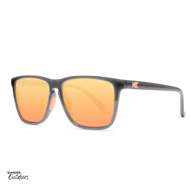 Unisex affordable Knockaround Fast Lanes Sport Sunglasses jelly grey peach side view