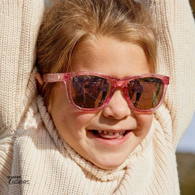 Knockaround Kids Premiums Sunglasses Pink Sparkles on Flying Fox