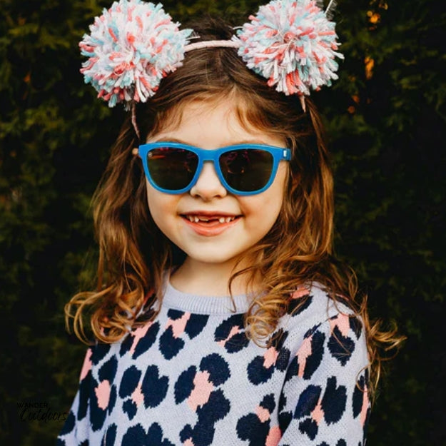 Knockaround Kids Premiums Sunglasses Rainbow Blues Girl at Park