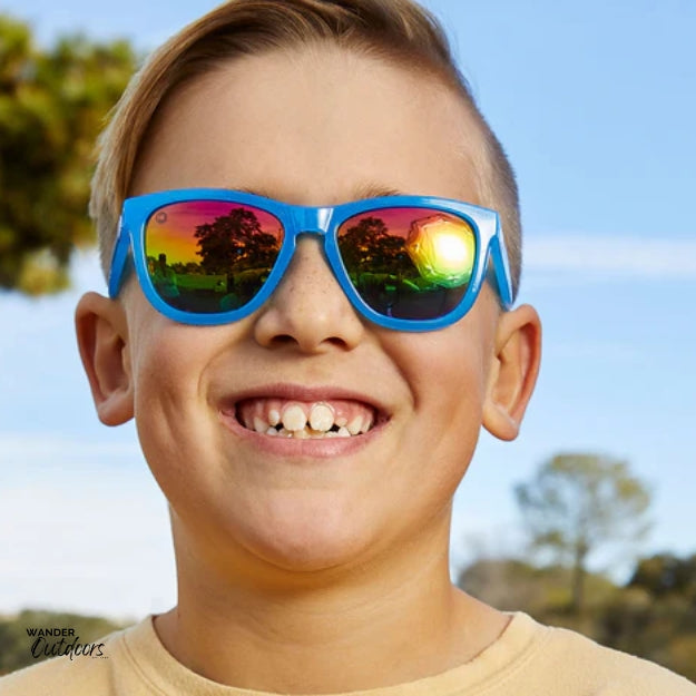 Knockaround Kids Premiums Sunglasses Rainbow Blues Child at Park