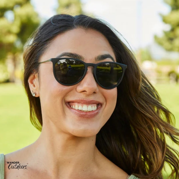 Knockaround Mary Janes Sunglasses Black Lady at Park