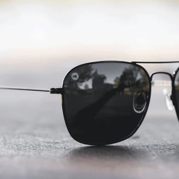 Unisex Affordable Knockaround Mount Evans Sunglasses Black Smoke Close Up