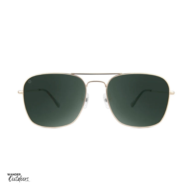 Unisex Affordable Knockaround Mount Evans Sunglasses Gold Aviator Green Front View