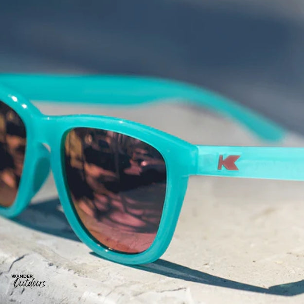 Knockaround Premiums Sport Sunglasses Aquamarine Fuschia Close Up