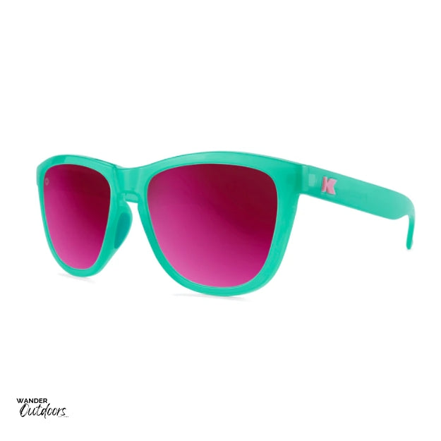 Knockaround Premiums Sport Sunglasses Aquamarine Fuschia Side View