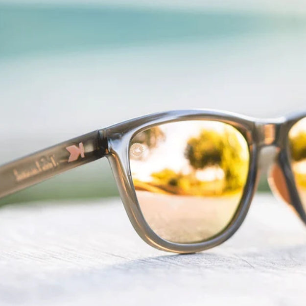 Knockaround Premiums Sport Sunglasses Jelly Grey Peach Close Up