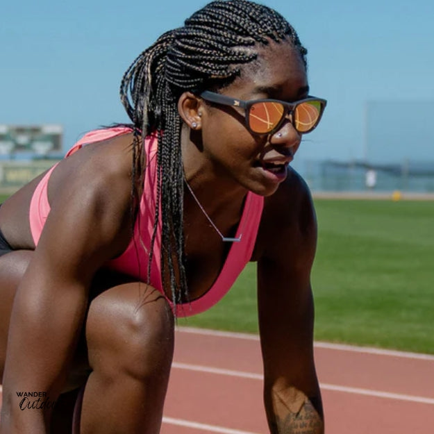 Knockaround Premiums Sport Sunglasses Jelly Grey Peach Athletics on Track