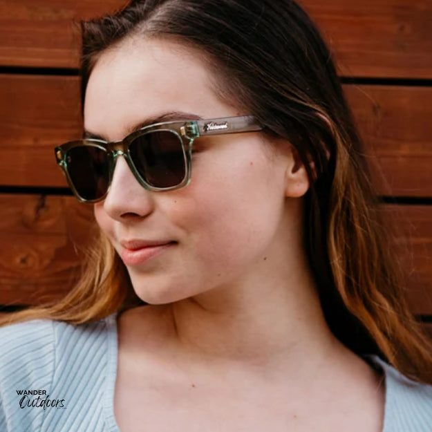 Unisex Knockaround Seventy Nines Sunglasses Aged Sage Female Model