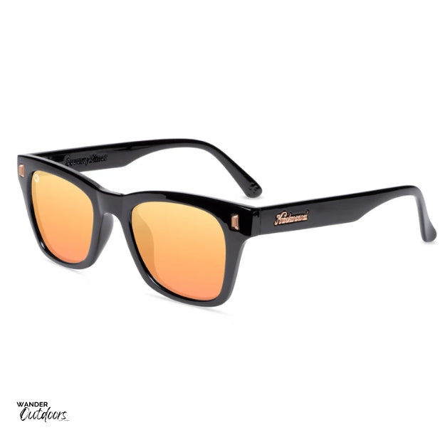 Unisex Knockaround Seventy Nines Sunglasses Glossy Black Peach Flyover