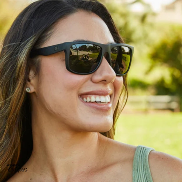 Knockaround Torrey Pines Sunglasses Black on Black in the park