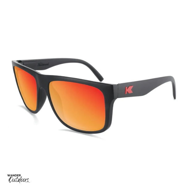 Affordable Unisex Knockaround Torrey Pines Sunglasses Matte Black Red Sunset Flyover