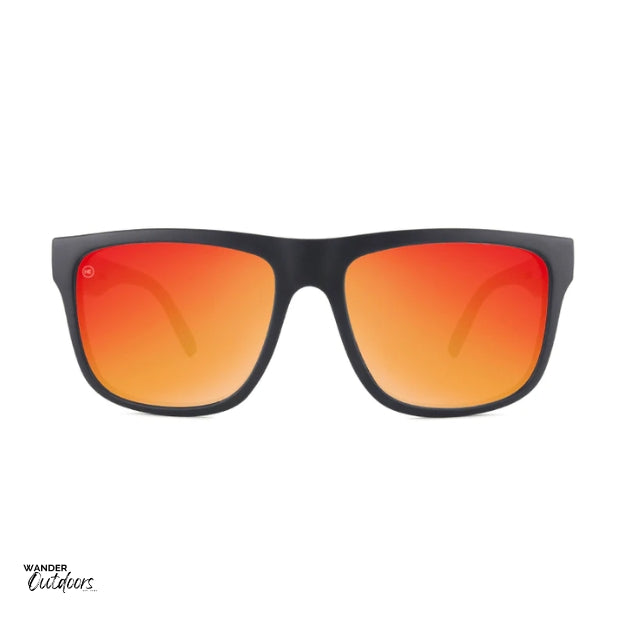 Affordable Unisex Knockaround Torrey Pines Sunglasses Matte Black Red Sunset Front View