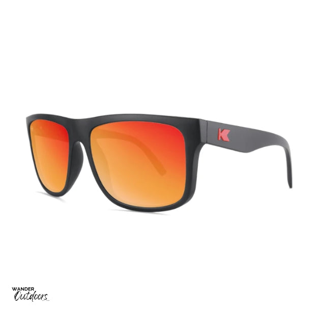 Affordable Unisex Knockaround Torrey Pines Sunglasses Matte Black Red Sunset Side View