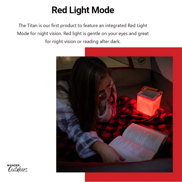 LuminAID PackLite Titan 2-in-1 Power Lantern Red Light Mode