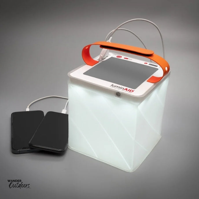 LuminAID Survivor Solar Lantern - charges two phones simultaneously.