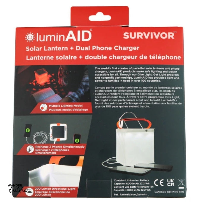 LuminAID Survivor Solar Lantern Packaging Back