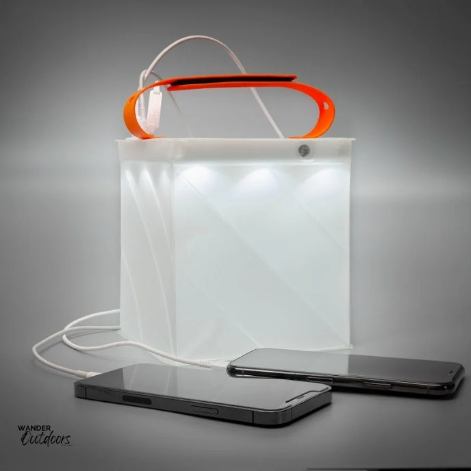 LuminAID Survivor Solar Lantern - 600 Lumen Lantern and Dual Phone Charger – Packs flat, inflates quickly without mouth contact, and charges two phones simultaneously.