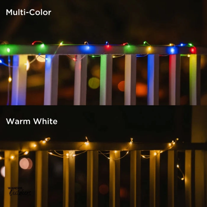 LuminAID USB Strong Lights offering a choice between warm white for a cozy glow or multicolor for a party vibe.