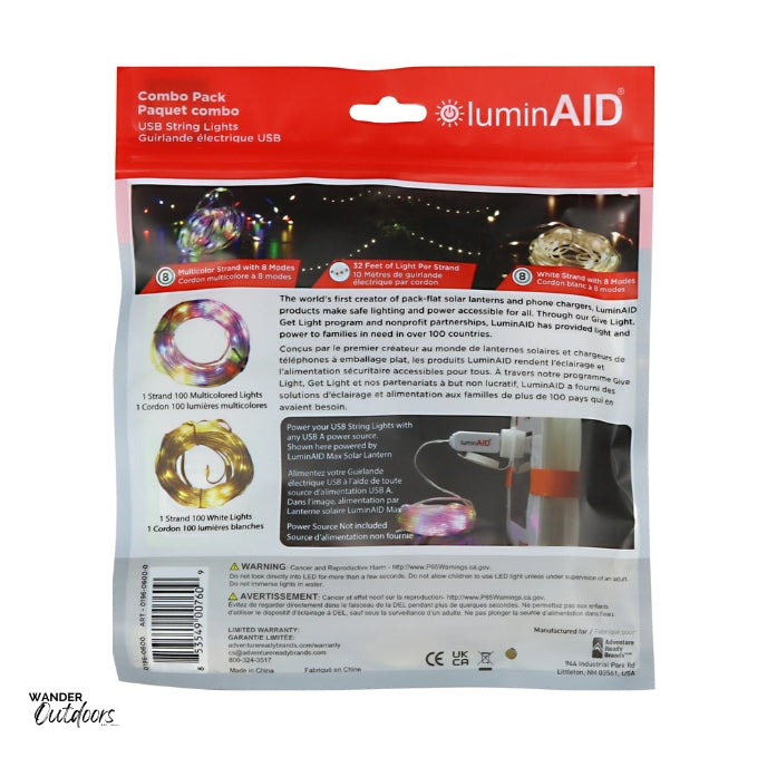 LuminAID USB String Lights Combo Packaging Back